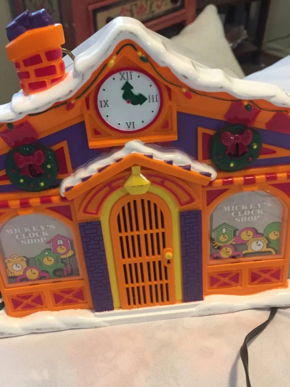 Vintage 1993 Mr. Christmas Disney Mickey's Clock Shop Animated Musical Set Light